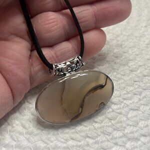 Natural STICK AGATE Handmade Sterling 925 Pendant/Cord #225E